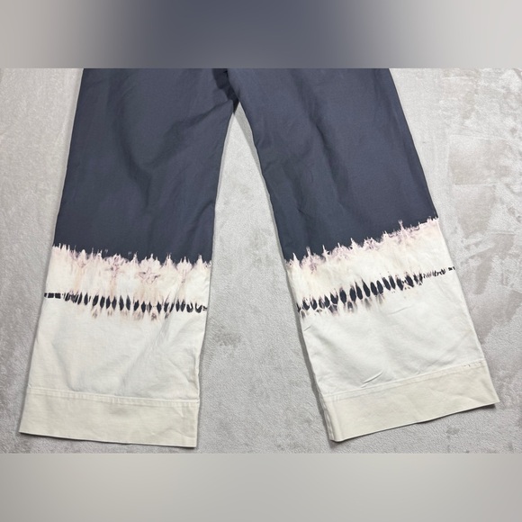 By Anthropologie Fatima Dip Dyed Wide Leg Cropped Grey White Boho Pants Size 27 - Picture 13 of 16